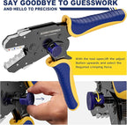 Haisstronica 8PCS Rapid Replace Ratchet Crimping Tool Set with Pressure Regulating, Automatic Wire Stripper Heat Shrink, Non-Insulated, Open Barrel, Solar, Ferrule Connectors