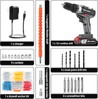 Cordless Drill Set 21v Power Drill Cordless With Battery & Charger, 84pcs Accessories Electric Drills Variable Speed, 3/8" Keyless Chuck (Black kit)