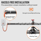 VEVOR Self-Regulating Pipe Heating Cable, 120-feet 5W/ft Heat Tape for Pipes Freeze Protection, Protects PVC Hose, Metal and Plastic Pipe from Freezing, 120V