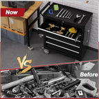 Rolling Tool Chest with Drawers, 5 Drawers Tool Chests & Cabinets, Metal Toolbox with Wheels, Lockable Storage Cabinet, Garage Tool Box with Drawers (Black, 5 Drawers)
