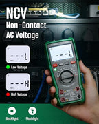 TESMEN TMM-569A Digital Multimeter, TRMS 4000 Counts Ohmmeter, Auto-Ranging Voltage Tester with NCV, Voltage & Current, Resistance, Continuity, Diode, Capacitance, Phase, Temperature, Live Wire -Green