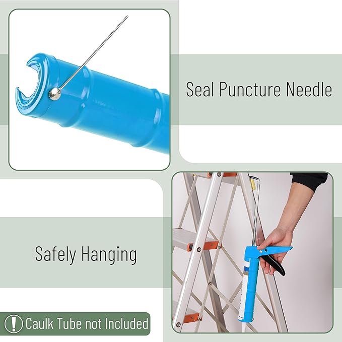 Bates- Caulking Gun, 10:1 Thrust Ratio, Light Blue, Caulking Tool Gun, Caulk Gun No Drip, Hand Caulking Guns, Silicone Gun, Caulking Gun Tool, No Drip Caulk Gun, Caulk Guns, Caulking Gun Dripless