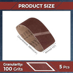 5 Pcs Sanding Belts 2-1/2 x 14 Inch 100 Grit Aluminum Oxide Abrasive Sandpaper for Belt Sander Metal Grinding Wood Working Weld Rust Removal