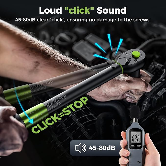 1/2 Drive Click Torque Wrench Dual-Range【10-170.0ft.lb/13.60-230.5Nm】±3% Precision Torque Wrench 1/2 Drive, 72 Tooth Dual-Direction Adjustable Torque Wrench for Bicycle, Moto and Car Maintenance