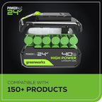 Greenworks 24V Brushless 7-1/4" Sliding Compound Miter Saw Kit, 4800RPM, Single Bevel 0-47°, LED Cut Line, Dust Collection, 4.0Ah Battery & Charger Included