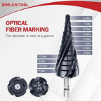 M35 Four Spiral Flute Cobalt Step Drill Bit, 3/16"-7/8" Wear-Resistant TiAlN Coated Four-Flute Step Bit, 1/4" Hex Shank Unibit Step Bit for Metal, Stainless Steel, Aluminum, Wood, Plastic