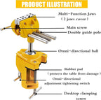 MAXMAN Bench Vise 3 Inch, Heavy Duty Home Bench Clamp with 360° Swivel Base, Multi-Purpose Cast Steel Table Vise, Vise Clamps Fixed Tool for Woodworking, Metalworking, Cutting Conduit, Drilling