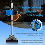 Bonvoisin Benchtop Drill Press with Square Hole Drill Bit, Bench Mortising Machine for Woodworking, 860W Electric Drilling Machine Chuck Capacity 1.5-10mm
