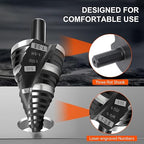 COMOWARE Step Drill Bit, 12 Sizes from 1/4" to 1-3/8", High Speed Steel Step Bit with 2 Spiral Flutes, 3-Flat Shank, Steps Bits for Metal, Aluminum/Wood/Plastic/Iron, Unibit for Electricians & DIY