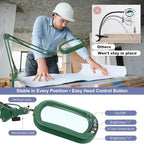 10X Rectangle Magnifying Glass with Light and Clamp, 5 Color Modes Stepless Dimmable, Lighted Magnifier with Stand Hands Free, Flexible Swing Arm LED Desk Lamp for Close Work, Craft, Painting - Green