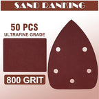 800 Grit Mouse Sander Sandpaper, Jamiikury 5 Hole Detail Sander Sandpaper Palm Sander Paper Mouse Sanding Pads Hook and Loop Sanding Sheets - Pack of 50