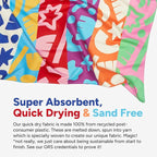 Dock & Bay Beach Towel - Quick Dry, Sand Free - Compact, Lightweight - 100% Recycled - Includes Bag - Power of Positivity - Large (160x90cm, 63x35)