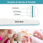 Diesisa 15pcs 80/80 Grit Nail Files for Natural Nails, Double Sided Emery Boards for Nails, Professional Nail Files for Acrylic Nails for Home & Salon (limas para manicura)