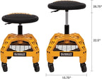 DEWALT Heavy-Duty Metal Rolling Stool for Shop or Garage, Padded 360-degree Swivel Seat, Durable Steel Frame, Adjustable