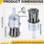 5 Pack 1 Inch Knot Wire Brush for Drill- 1/4 Inch Shank Die Grinder Wire Wheel Sturdy Twist Drill Grinder Attachment for Paint Removal, Cleaning, Deburring Carbon Steel Black