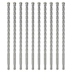 10-Pack SDS Plus 1/2 inch x 8 inch Rotary Hammer Drill Bits, Carbide Tipped for Brick, Stone and Concrete (1/2'' x 8'')