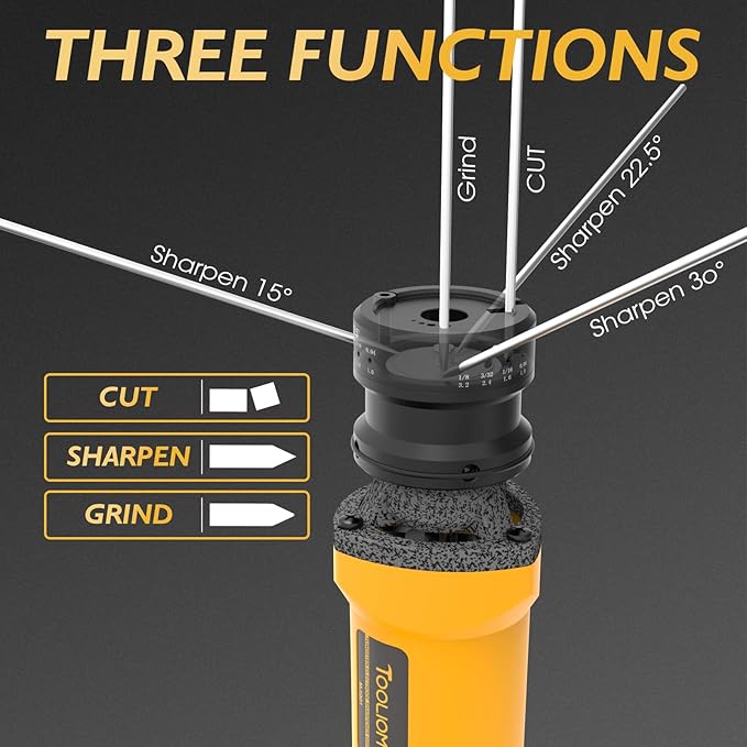 TOOLIOM 110V Tungsten Electrode Sharpener for TIG Welding with Dust Shield,4-Size & 3-Angle Handheld Electrode Tungsten Grinder,TIG Welding Rotary Tool with Flat Grinding Block, Cut-Off Slot