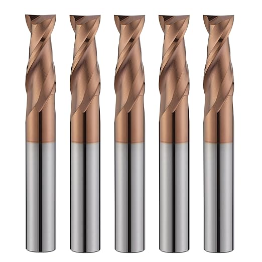 2 Flute 5/16" Carbide Square End Mill 5PCS Micrograin Milling Bits Sets TISIN Coating CNC Router Bit for Steel