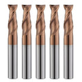 2 Flute 3/16" Carbide Square End Mill 5PCS Micrograin Milling Bits Sets TISIN Coating CNC Router Bit for Steel