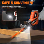 Cordless Reciprocating Saw With 8 Blades – 2×4000mAh Batteries, Brushless Motor, Variable Speed 0‑3200 SPM, Tool‑Free Blade Change, Power Reciprocating Saw for PVC Wood, Metal Cutting DIY