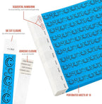 500 WristCo Neon Blue Smiley Face Tyvek Wristbands for Events - ¾” x 10” - Waterproof Recyclable Comfortable Tear Resistant Paper Bracelets Wrist Bands for Concerts Festivals Admission Party