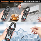 FKM Digital Clamp Meter Multimeter Tester TRMS 6000 Counts Auto-ranging Amp Voltage Tester,for AC Current,AC/DC Voltage,NCV Detection,Resistance,Capacitance,Continuity,Hz/Duty Cycle,Diode,Temp Test