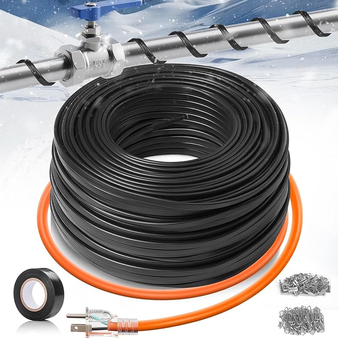 Pipe Heating Cable 120FT (3FT-200FT) for Metal & Plastic Water Pipes - Freeze Protection up to -40°F, 5W/FT 120V Heat Tape to Keep Water Flowing