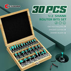 CSOOM 30PCS Router Bits Set, 1/2 Shank, with 2* Batch Head, Professional Wood Bits, Tungsten Carbide Milling Bits for Woodworking