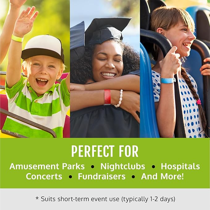600 WristCo Tyvek Wristbands for Events, 6-Color Variety Pack – Tamper-Proof Design Prevents Reuse – Premium-Grade Bracelets for Hospital & Medical ID, Party, VIP Identification