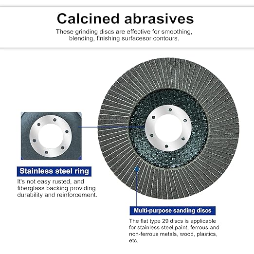 Sali 100 Pack Flap Disc 40 Grit 4.5" x 7/8-Inch Sanding Disc Bevel Type #29 Premium and Industrial Grade Angle Grinder Grinding Wheel High Performance Edge Grinding