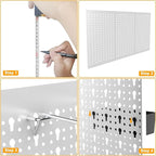 TORACK 3Pcs Metal Pegboard Panels(16x24 inch) for Wall Garage Utility Tools Storage Pegboard for Workbench, Modular Peg Board Tool Organizer Board Kit(Pack of 3, Grey)