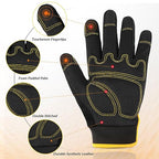 JUMPHIGH Mens Work Gloves 2 Pairs, Synthetic Leather Mechanic Gloves, Touchscreen, Multipurpose, Garden, Construction, Warehouse, Truck Driving (L)