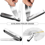 Spurtar 2pcs Feeler Gauge Set 32-Blade Straight Feeler Gauge and 16-Blade Offset Feeler Gauges Filler Gauge SAE Metric Filler Gauge Set Feeler Gauges for Valves, Guitar, Spark Plug, Piston Measure