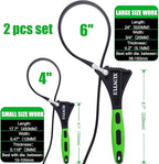 Strap Wrench Set with 6 Silicone straps - 2 Pack (4" & 6") for Oil Filters, Shower Heads & Tight Spaces - Plumbing Belt Wrench Kit