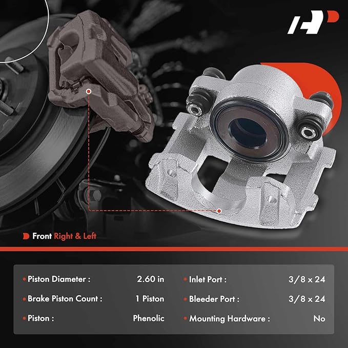 A-Premium Disc Brake Caliper Assembly Without Bracket Compatible with Select Jeep Models - Cherokee, Comanche, Grand Cherokee, TJ, Wagoneer, Wrangler - Front Driver and Passenger Side