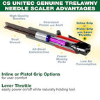 CS Unitec | 2B Needle Scaler with Vacuum Shroud | 19 Needle Air Chisel | Professional Grade 3000 BPM Inline Grip | Air Power 5.5 CFM - 121.2099 VS