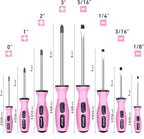 FASTPRO 8-Piece Pink Magnetic Screwdrivers Set with 4 Phillips and 4 Slotted Tips, Precision Screwdriver Repair Tool Kit for Women