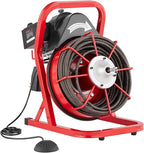 VEVOR Drain Cleaner Machine 75FT x 1/2 Inch, Sewer Snake Auger Manual Feed, 370W Electric Drain Cleaning Machine with 4 Cutters & Air-activated Foot Switch for 2" to 4" Pipes