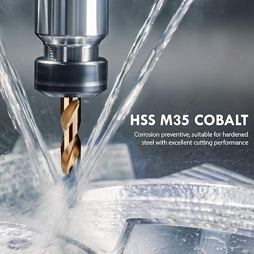 Metric 4Pcs M35 Cobalt Drill Bit Set, 12mm HSS Cobalt Jobber Drill Bits, for Hardened Metals, Stainless Steel, Cast Iron and Wooden Plastics