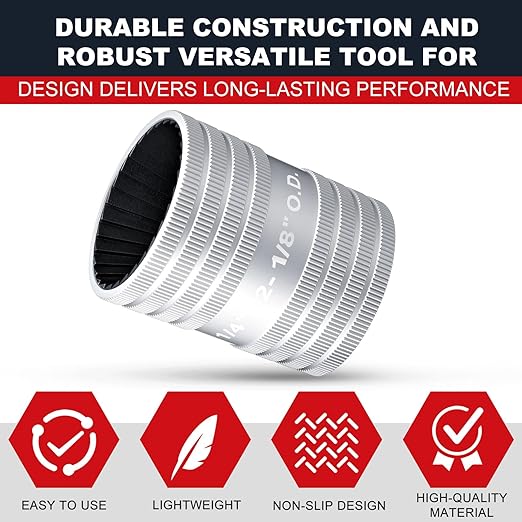Zonon Stainless Steel Pipe Reamer,1/4" to 2 1/8" Inner/Outer Reamer,Tube Deburr Chamfer Tool,Tube Remove Burr Tool,Plumbingtools for Smoothing Reaming PVC Ppr Copper Brass Aluminum Pipes