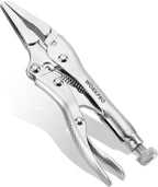 WORKPRO 4-1/2 inch Mini Long Nose Locking Pliers, Chromium-Vanadium Steel Locking Pliers, Locking Adjustable Vise Grips for Clamping Twisting Welding