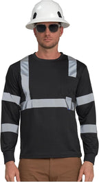 AYKRM Safety T Shirt Reflective High Visibility hi vis Long Sleeve T Shirt (XS-6XL)