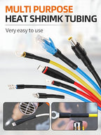 Eventronic 900PCS Wire Heat Shrink Tubing Kit, Industrial Heat-Shrink Tubing for Wires, 2:1 Marine Grade Heat Shrink Wrap, Premium Large Electrical Waterproof Heat Shrink Tape (Black 12 Sizes)