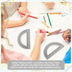 EBOOT Plastic Protractor Math Protractors 180 Degrees, 6 Inch, Pack of 2 (Black)