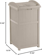 Suncast 3 Pack 15.75" x 16" x 31.6" Trash Hideaway 33 Gallon Resin Outdoor Commercial Garbage Container with Lid for Backyard, Deck, or Patio in Taupe