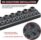 Magnetic Socket Organizer Holder Set – 3-Piece Tool Organizers Including 1/4", 3/8" and 1/2" Drive Socket Holder Metric 68 Pieces Socket Trays (Sockets are not Included)