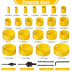 KATA Bi-Metal Hole Saw Kit, 28 Piece M42 Steel Hole Saw Set with 3/4" -4-3/4" (19-121mm), General Purpose Hole Saw Blades in Case with Arbors, Drill Bit, Hex Key for Thin Metal, Hard Wood, Drywall
