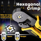 Crimping Tool For Ferrule Electrical Connectors - Ratcheting Wire Crimper for 24-10 AWG - Hexagon Ferrule Crimping Pliers - Crimping Pliers Set with Wire Strippers