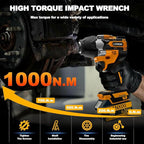 1/2 Cordless Impact Wrench, 1/2 Inch Impact Drive with Brushless Motor, 1000N.m(740Ft-Lbs), 3300PRM, Electric Impact Wrenches with Battery and Charger, 6 Sockets