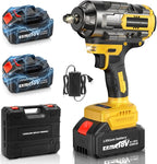 1000Nm(738ft-lbs) Cordless Impact Wrench 1/2 inch, High Torque Brushless Impact Gun w/Two 4.0AH Battery, with Storage Case, Electric Impact Wrench for Car Truck, RV/Mower